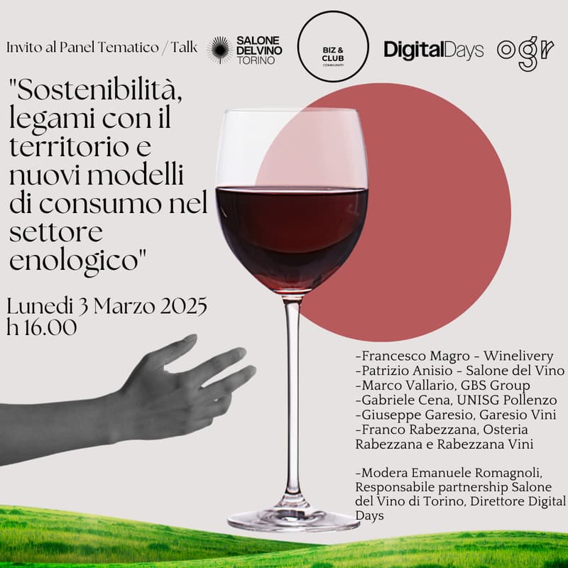 Immagine di copertina per "Sostenibilità, legami con il territorio e nuovi modelli di consumo nel settore enologico" Talk presso OGR / Salone del Vino di Torino