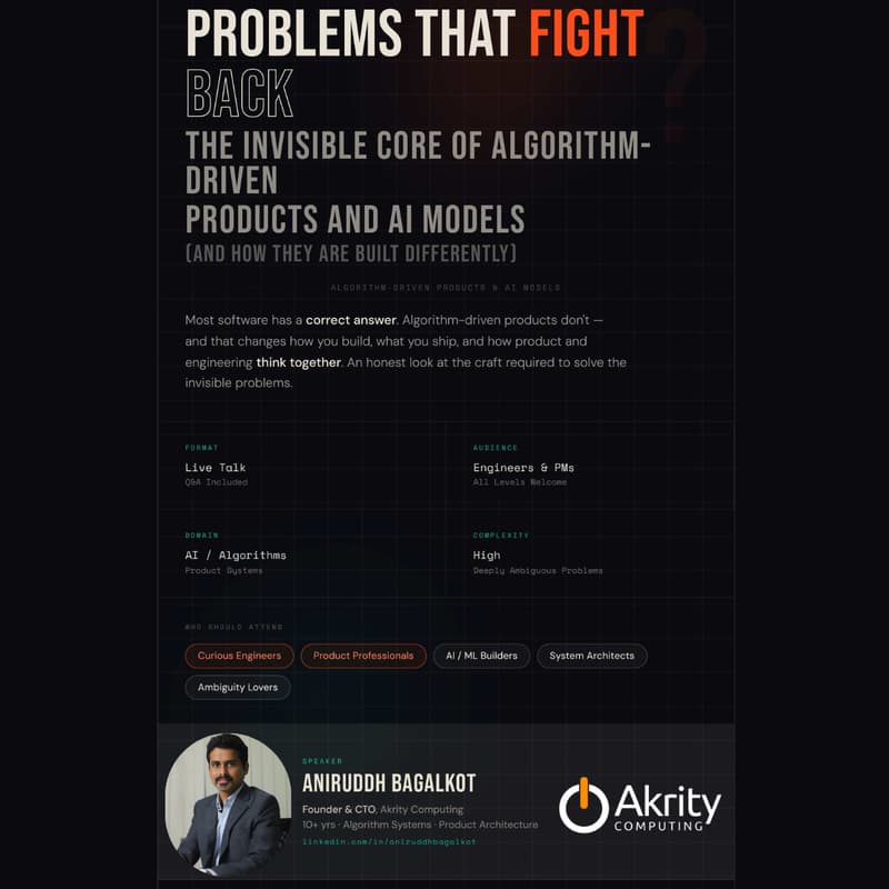 Cover Image for Problems That Fight Back: The Invisible Core of Algorithm-Driven Products and AI Models (and how they are built differently)