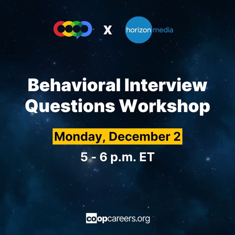 Behavioral Interview Questions Workshop with Horizon Media · Zoom · Luma