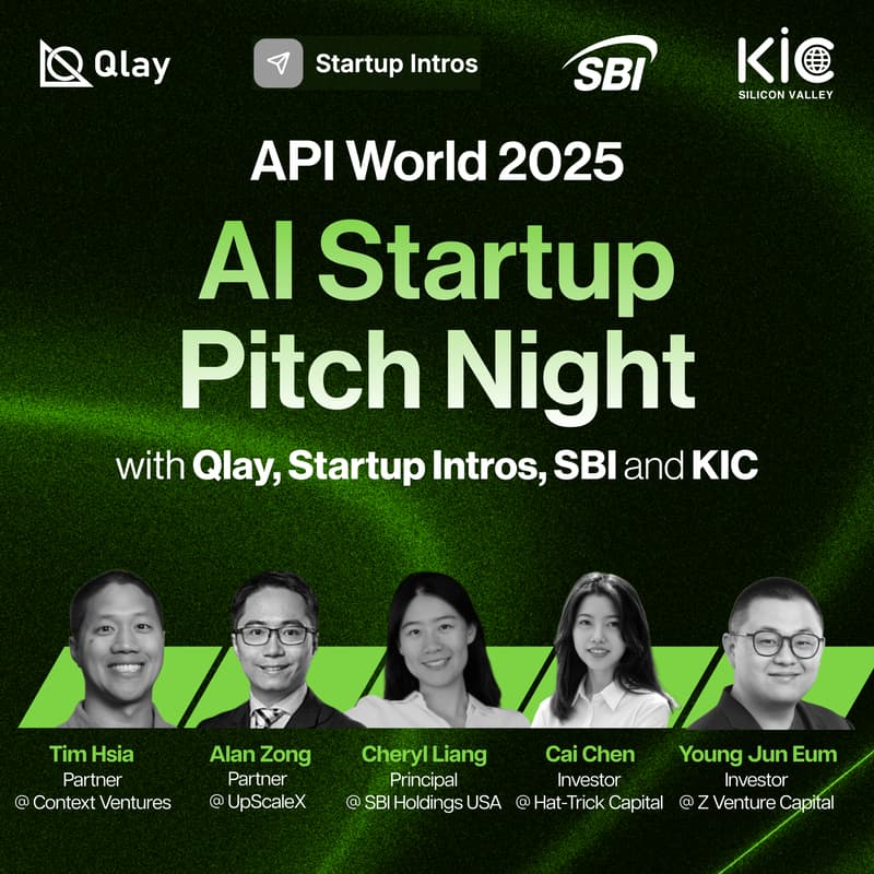 Cover Image for API World 2025 - AI Startup Pitch Night with Qlay, Startup Intros, SBI & KIC