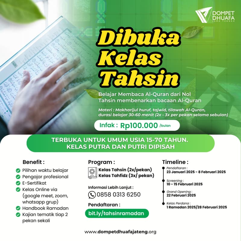 Gambar Sampul untuk Kelas Tahsin dan Belajar Quran Online Intensif