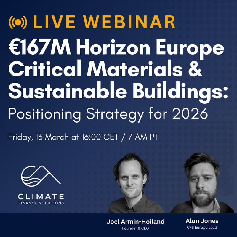 Cover Image for €167M Horizon Europe Critical Materials & Sustainable Buildings: Positioning Strategy for 2026–2027