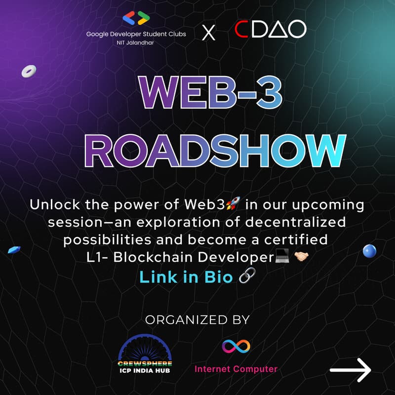 Cover Image for Web3 Roadshow - NITJ   (GDSC * CDAO)