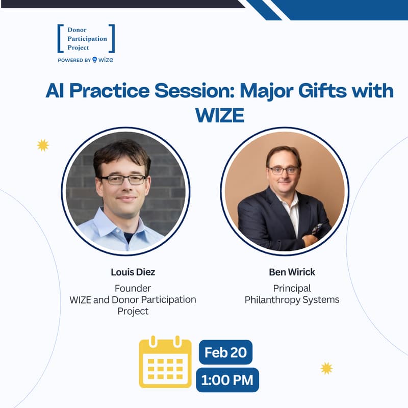 Cover Image for AI Practice Session: Major Gifts with WIZE