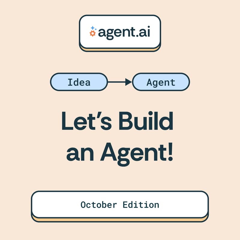 Cover Image for Let’s Build an Agent! October Live Workshop