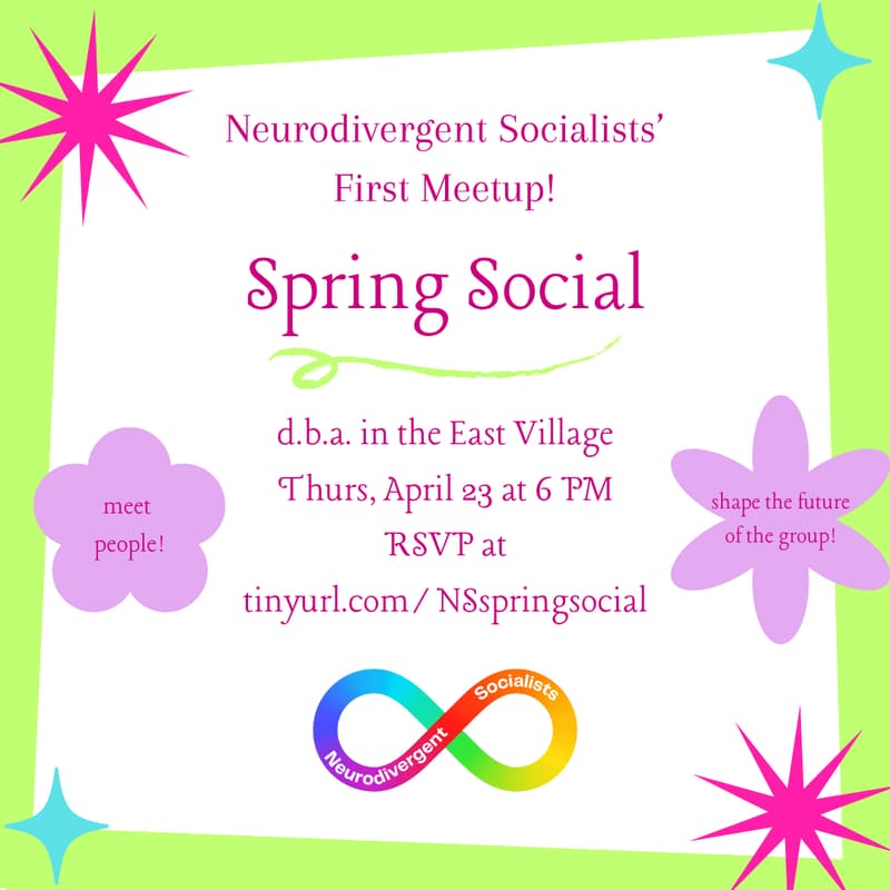 Cover Image for Neurodivergent Socialists Spring Social