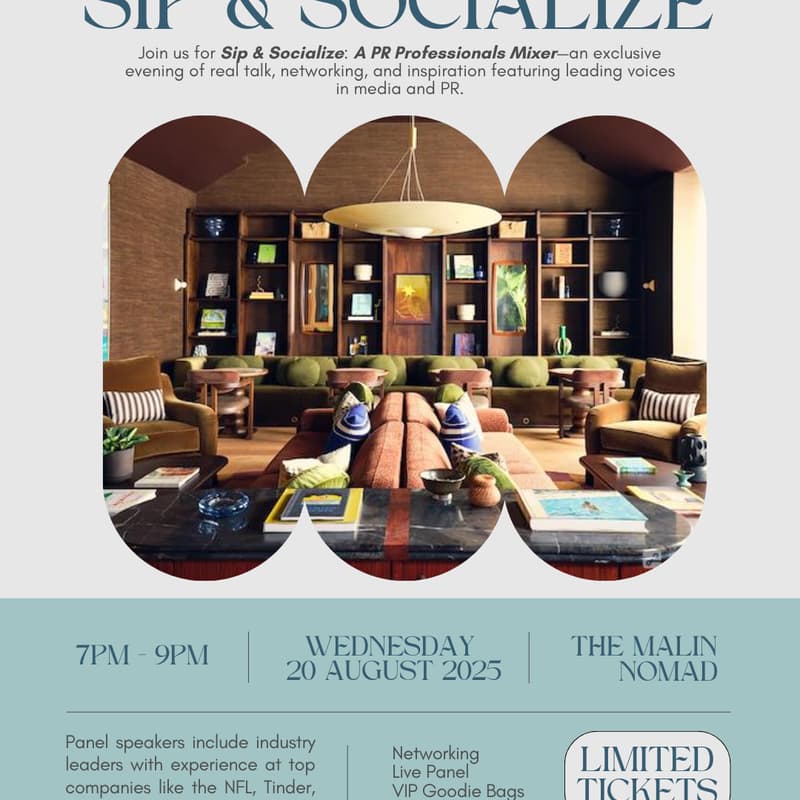 Cover Image for Sip & Socialize: A PR Professionals Mixer (NYC)-August 20