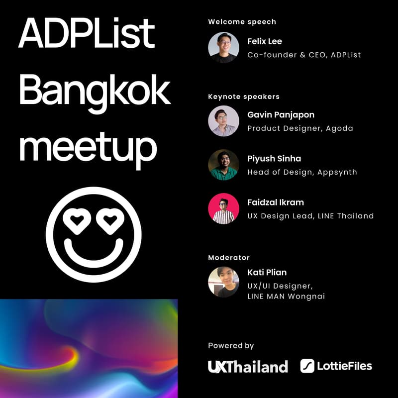 Cover Image for ADPList Meetup | Bangkok 🇹🇭 (Powered by LottieFiles)