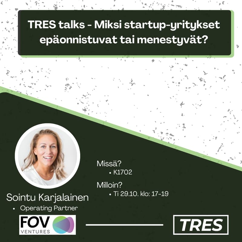 Cover Image for TRES talks - Miksi startup-yritykset epäonnistuvat tai menestyvät?