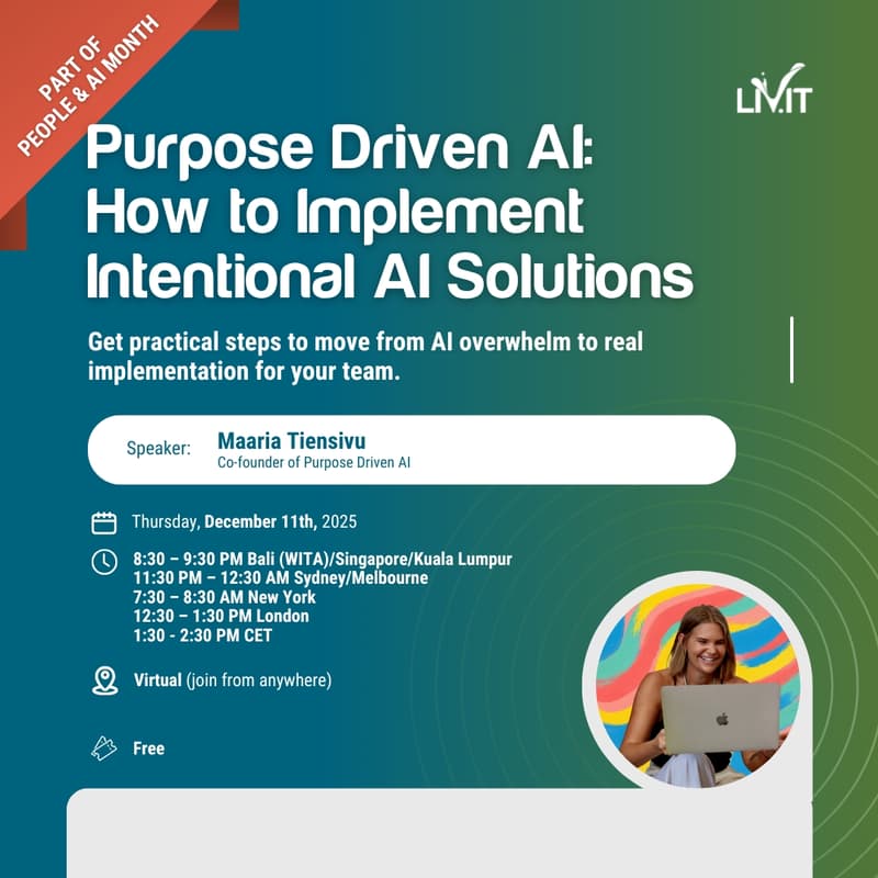 Cover Image for Purpose Driven AI: How to Implement Intentional AI Solutions (Virtual)