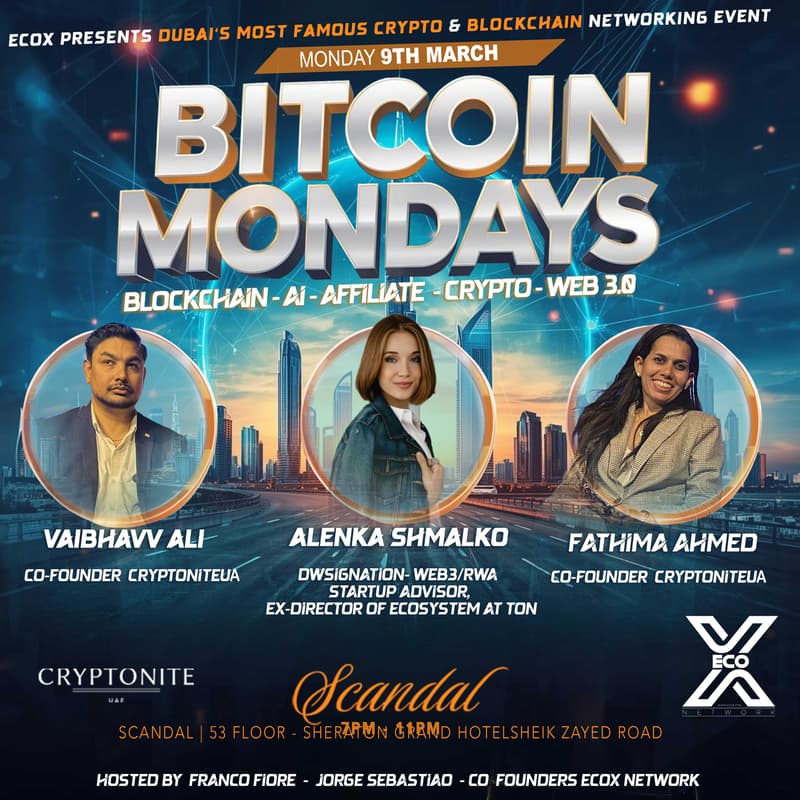 Cover Image for BitCoin Mondays - AI, Web 3, Blockchain and Tech Business Network Event - Special Guest Alenka Shmalko Ex-Director of Ecosystem at TON