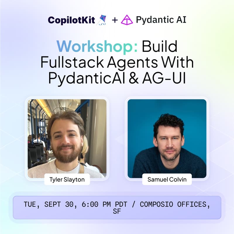 Cover Image for 🔧Code-Along Workshop: Build Fullstack Agents (PydanticAI & AG-UI)