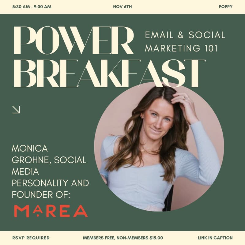 Cover Image for Power Breakfast: Email & Social Marketing 101 w/ Monica Grohne