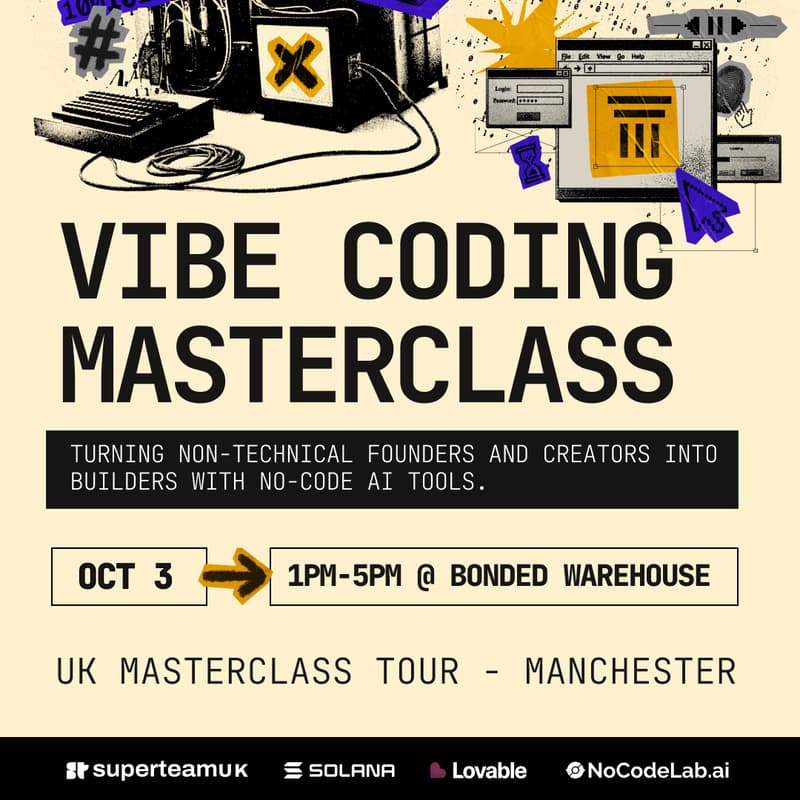 Cover Image for Manchester Vibe Coding Masterclass - Learn How To Use AI No-Code Tools To Build Apps