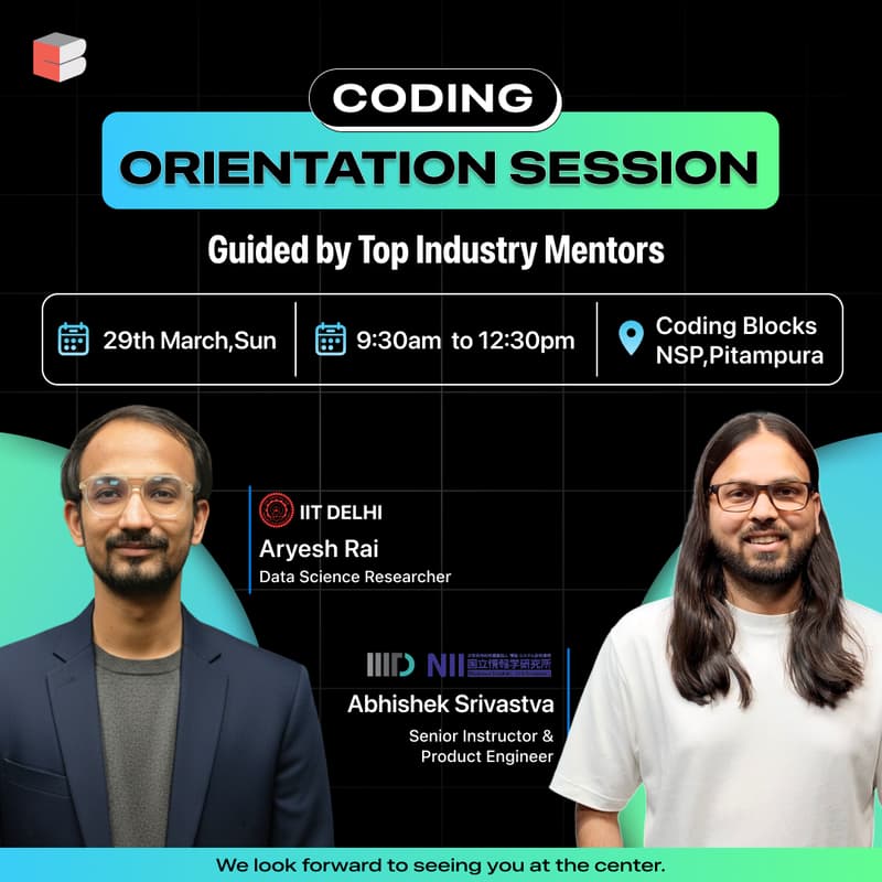 Cover Image for Career Guidance | Data Science + AI/ML Orientation (Offline) | Ft. IIT Delhi Researcher Aryesh Rai & Abhishek Srivastva IIT Delhi, NII JAPAN