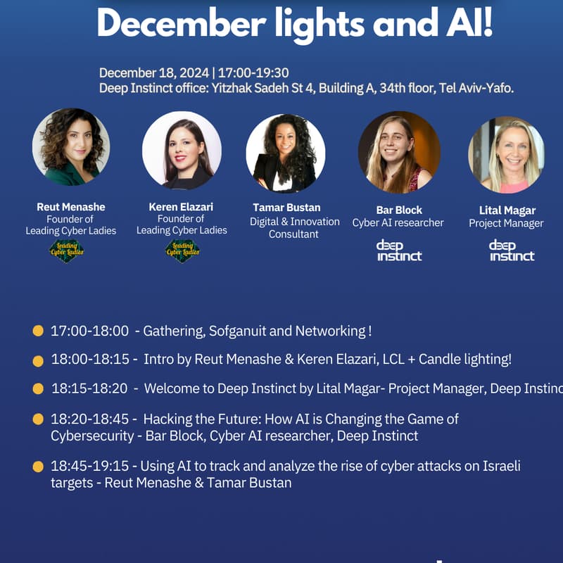 Cover Image for Leading Cyber Ladies Israel - December lights and AI!