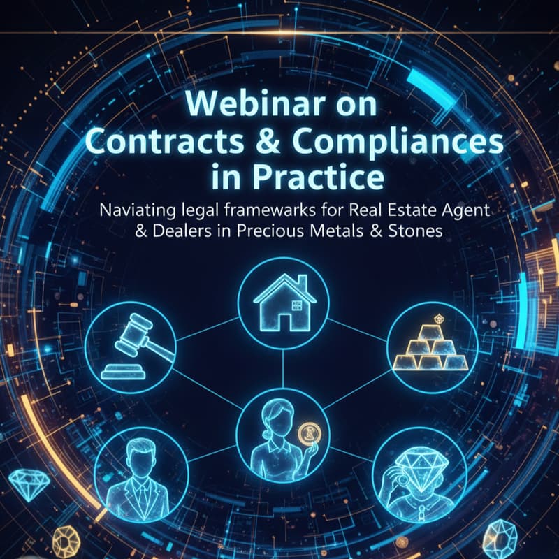 Cover Image for Webinar on Contracts & Compliances in Practice : Navigating legal frameworks for Real Estate Agent & Dealers in Precious Metals & Stones