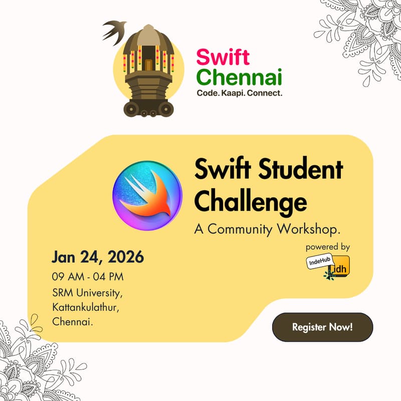Cover Image for Swift Student Challenge Workshop by Swift Chennai x IndeHub