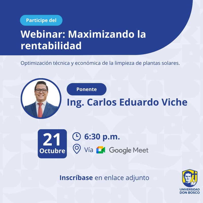 Cover Image for Webinar: “Maximizando la rentabilidad: Optimización técnica y económica de la limpieza de plantas solares”