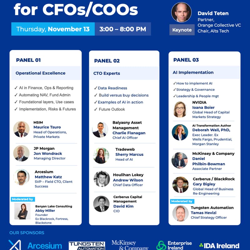 Cover Image for AI in Private Markets - the CFO & COO summit for transformation and scale