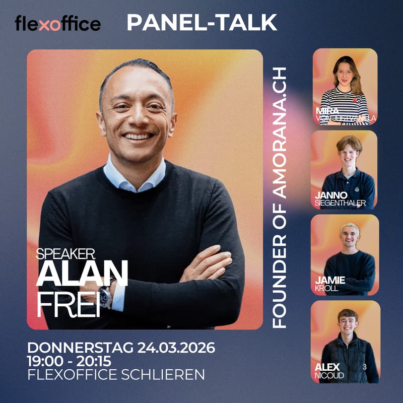 Titelbild für Failed 51 projects before turning the 52nd into a multimillion $ business. | NEXT Panel-Talk x Alan FREI
