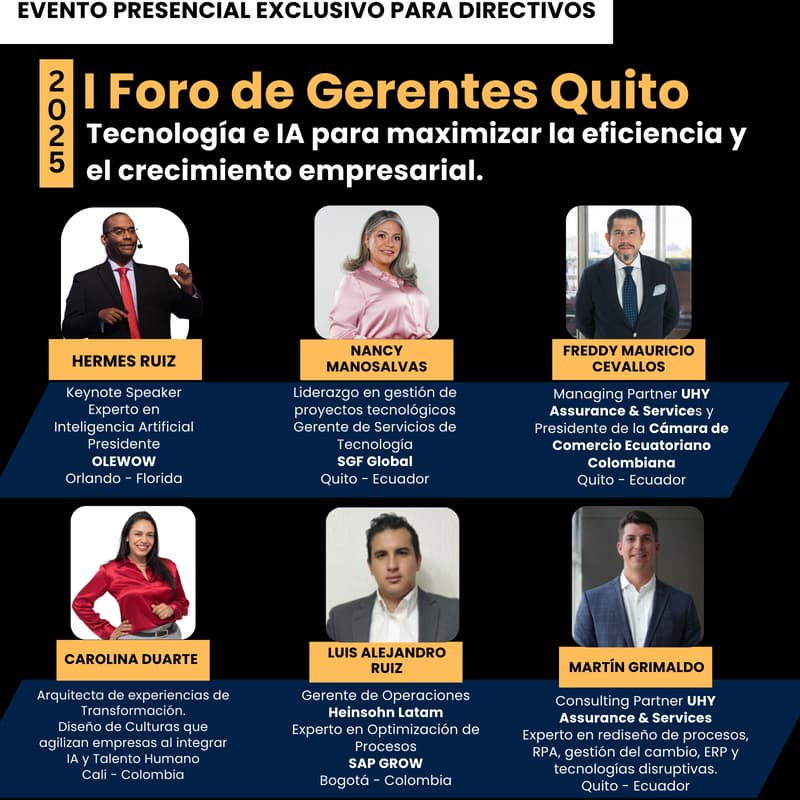 Cover Image for UHY I FORO DE GERENTES PRESENCIAL -Exclusivo Directivos: Tecnología e IA para maximizar Eficiencia y Crecimiento Empresarial