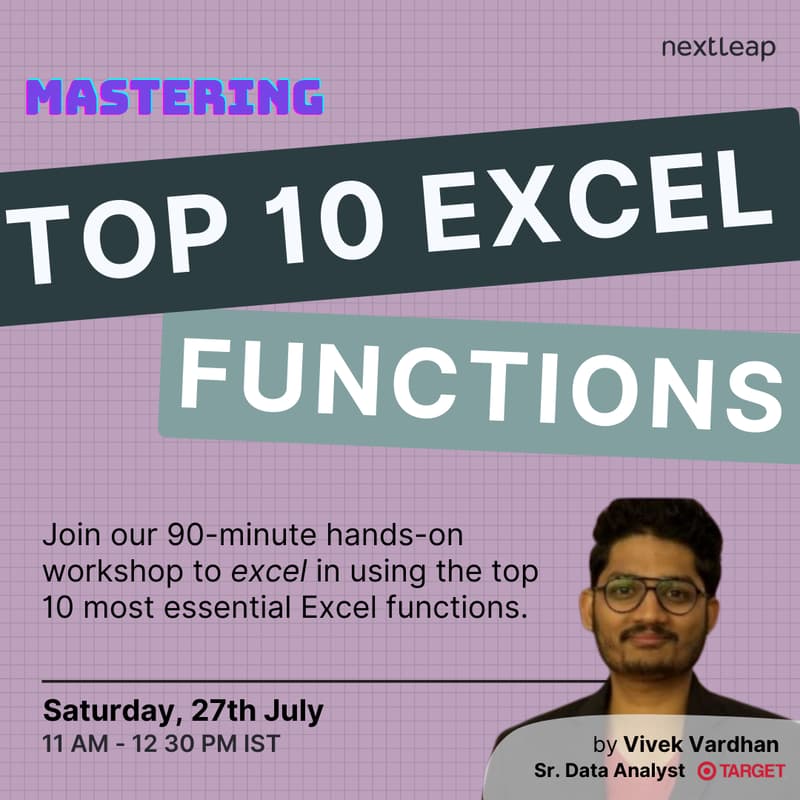 Cover Image for Mastering Top 10 Excel Functions
