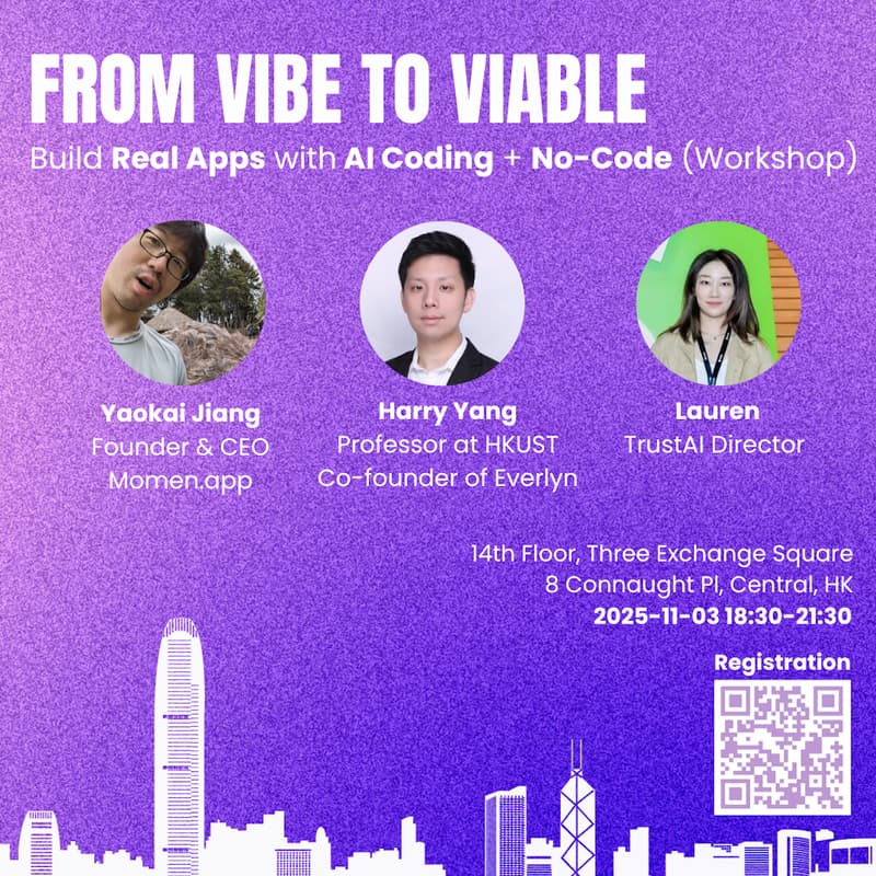 Cover Image for From Vibe to Viable: Build Real Apps with AI Coding + No-Code (Workshop)
