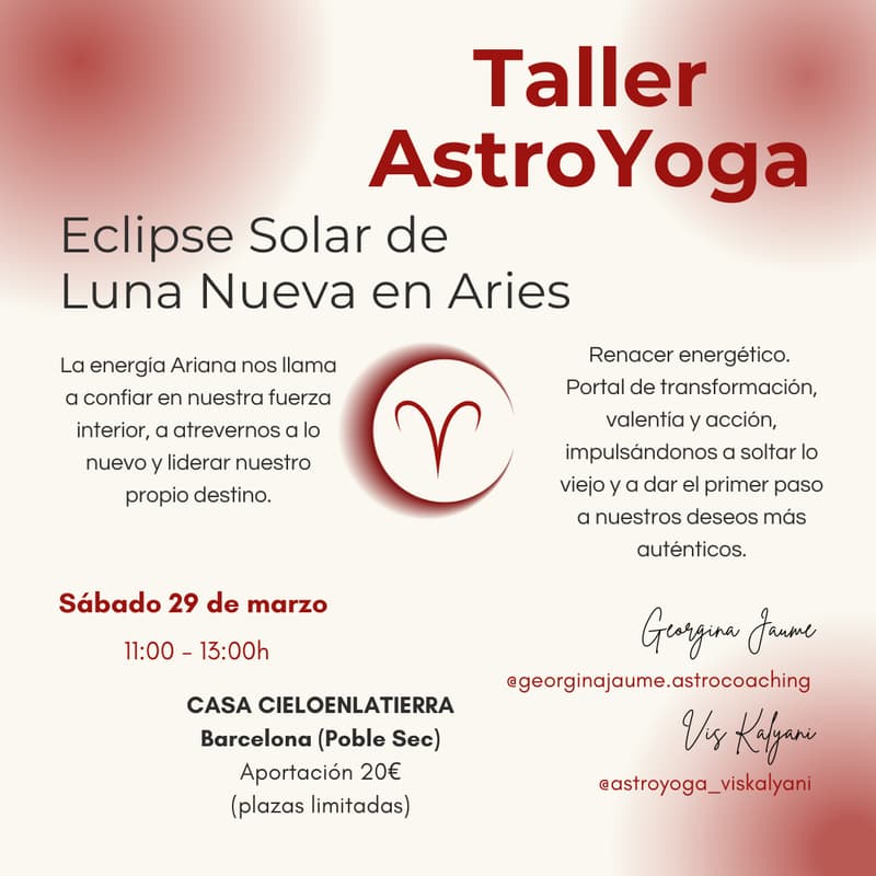Foto de portada de Taller Astro Yoga - Eclipse Solar - Luna Nueva en Aries