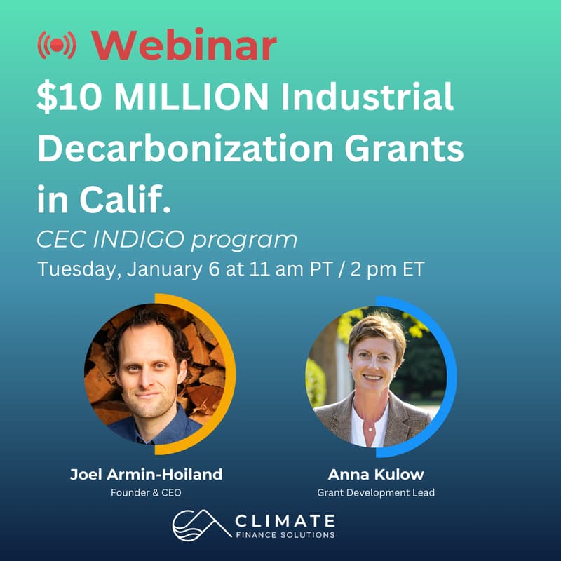 Cover Image for $10 MILLION Industrial Decarbonization Grants in Calif. through the CEC INDIGO Program