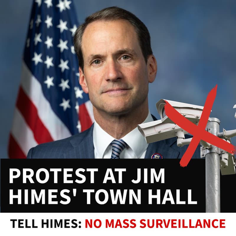 Cover Image for Protest At Jim Himes’s Townhall: NO AI SURVEILLANCE