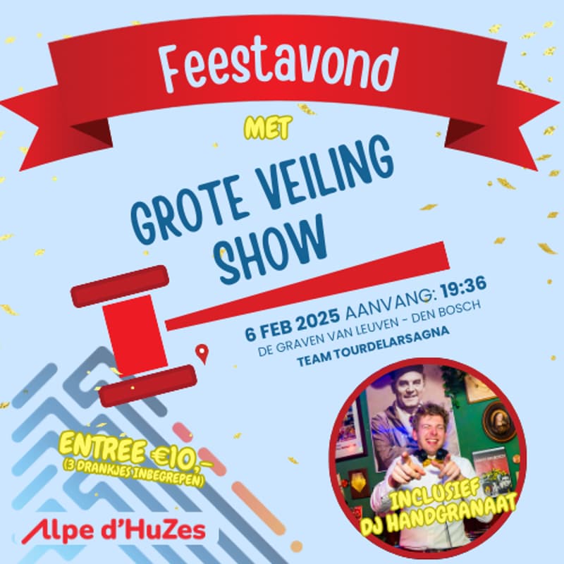 Cover Image for Team Tourdelarsagna feestavond met veiling (voor Alpe d'HuZes, 3 drankjes inbegrepen)