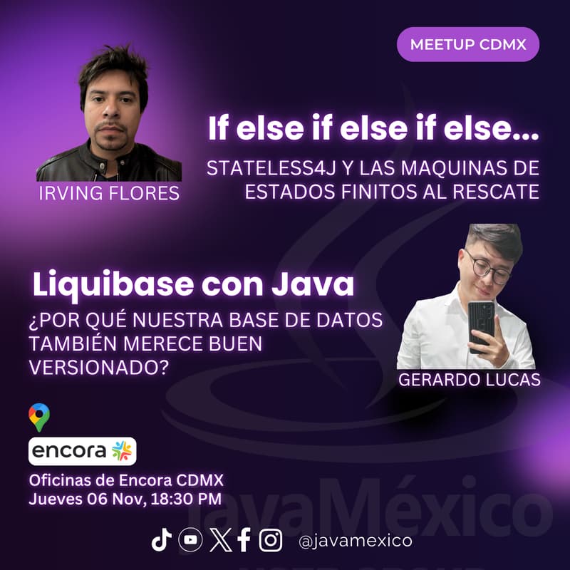 Cover Image for javaMéxico Meetup++; Doble charla 06 nov 👻🎃