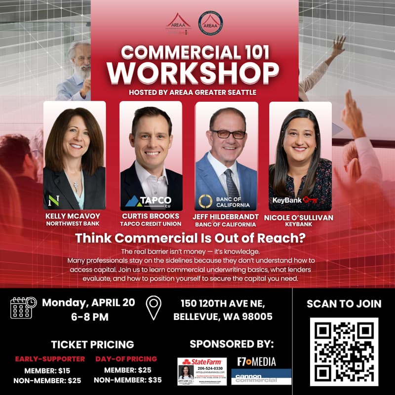 Cover Image for COMMERCIAL 101 WORKSHOP by AREAA Greater Seattle