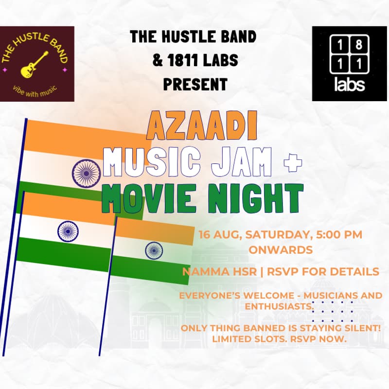 Cover Image for The Hustle Band & 1811 Labs - Azaadi Jam & Movie Night