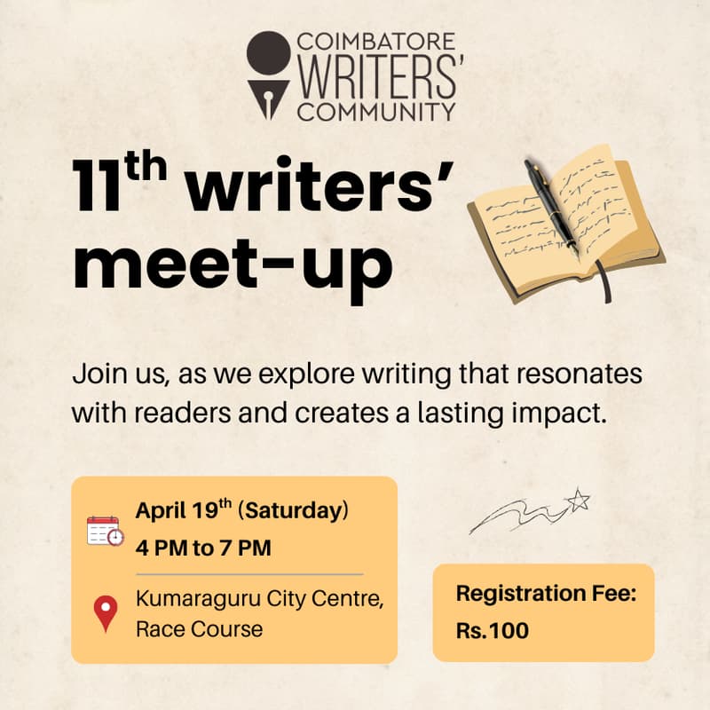 Cover Image for 11th writers' meet-up -Coimbatore Writers' Community