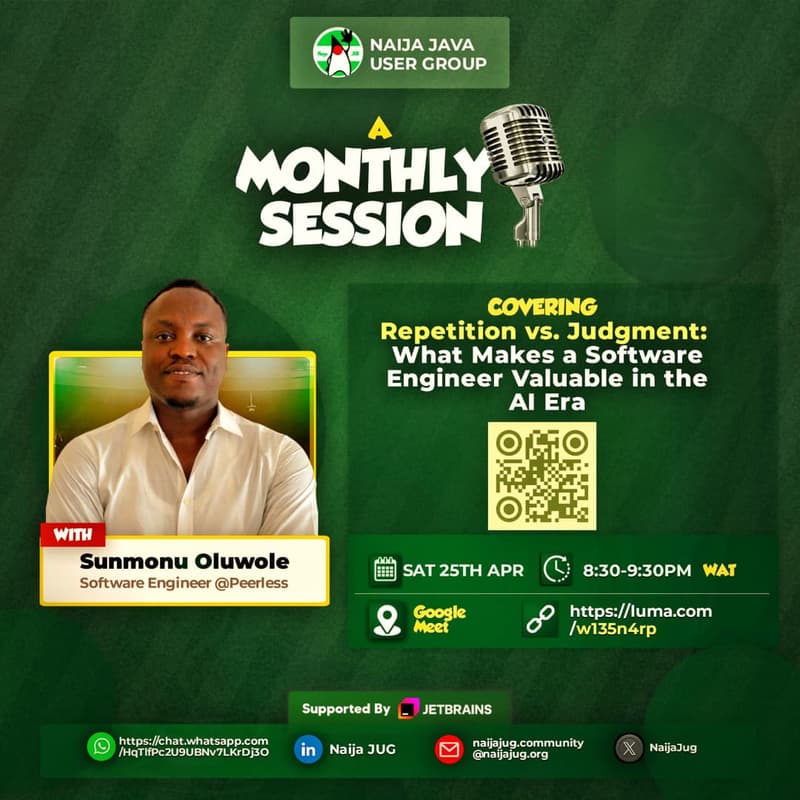 Cover Image for Repetition vs. Judgment: What Makes a Software Engineer Valuable in the AI Era Monthly Session with Sunmonu Oluwole