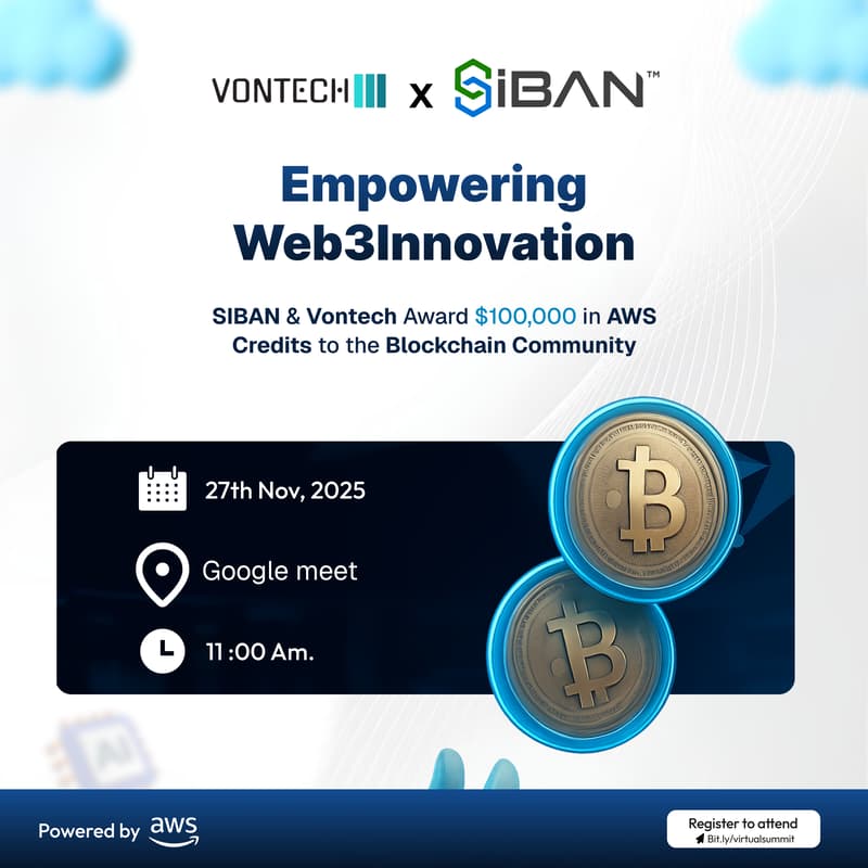 Cover Image for Empowering Web3 Innovation: SIBAN & Vontech Award $100,000 in AWS Credits to the Blockchain Community