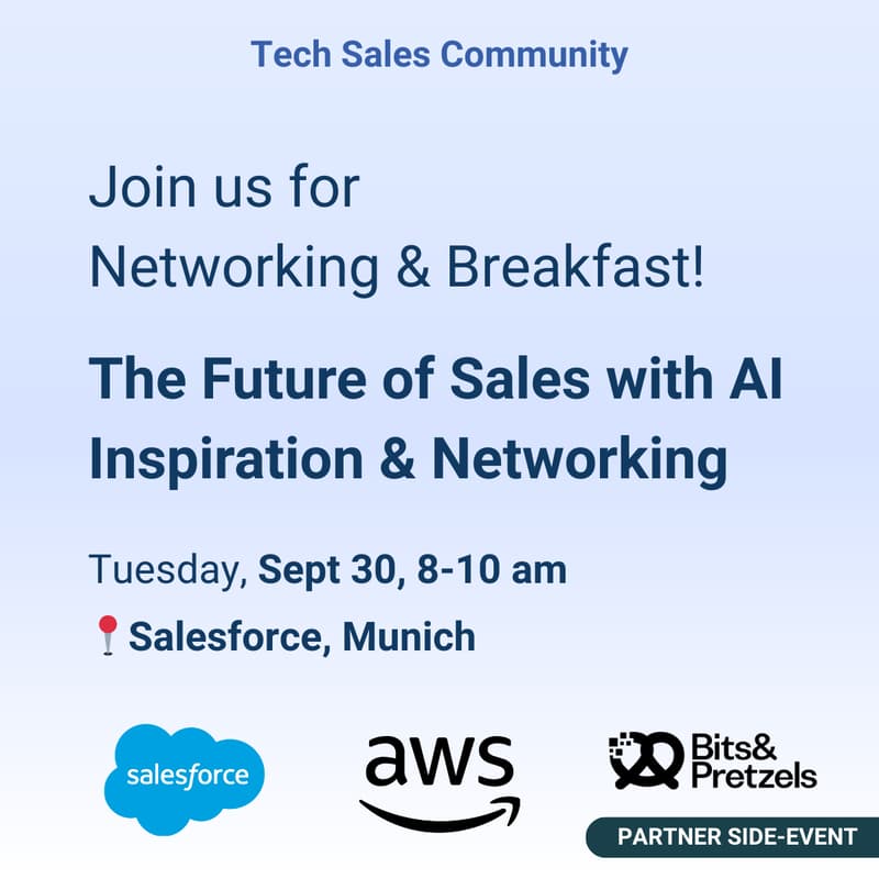 Cover Image for Future of Sales with AI - Tech Sales Community Meetup @Salesforce, AWS (Bits & Pretzels Partner Event)