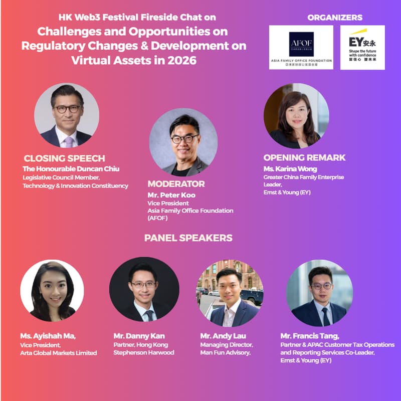 Cover Image for HK Web3 Festival Fireside Chat on 【Challenges and Opportunities on Regulatory Changes and Development on Virtual Assets in 2026】