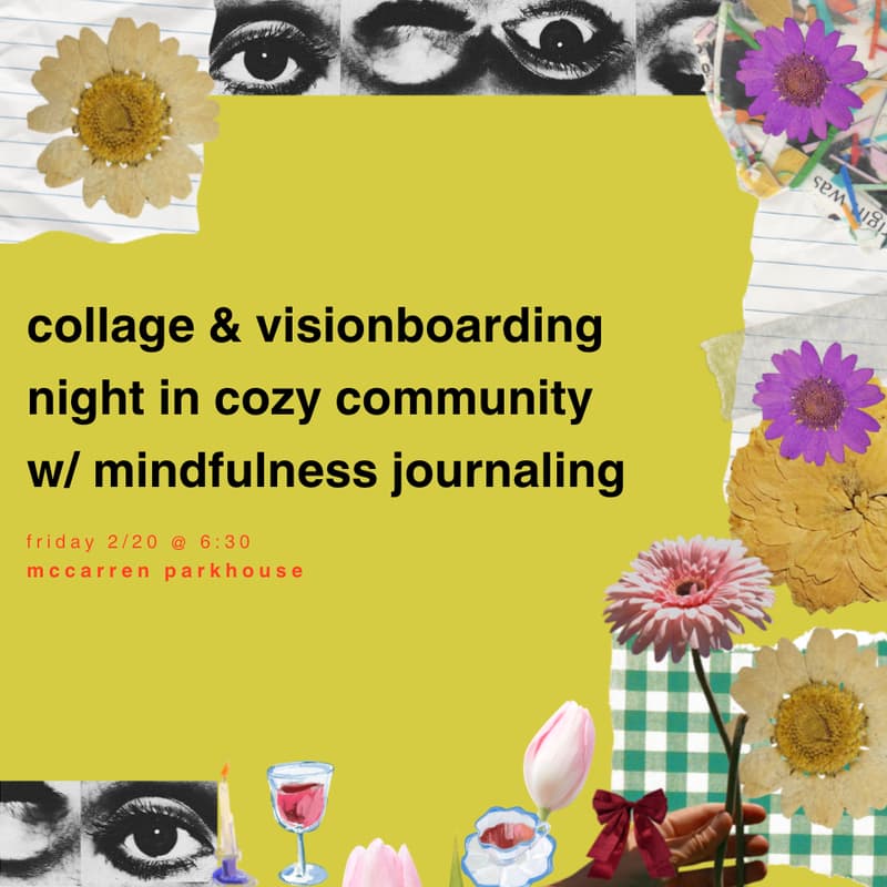 Cover Image for collage night in cozy community with mindfulness journaling