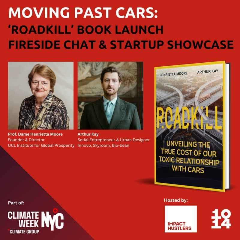 Cover Image for Moving Past Cars: 'Roadkill' Book Launch Fireside Chat & Startup Showcase