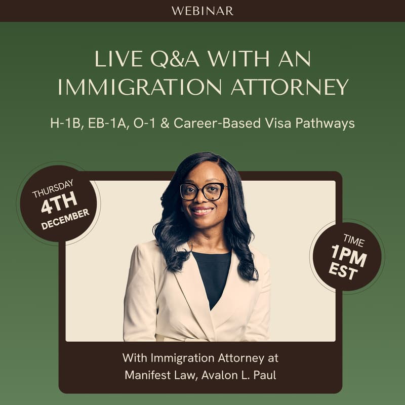 Cover Image for Live Q&A with an Immigration Attorney: H-1B, EB-1A, O-1 & Career-Based Visa Pathways