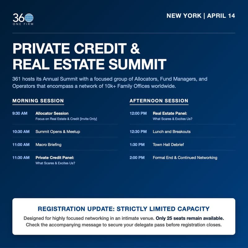 Cover Image for 361Firm's Private Credit & Real Estate Summit - New York & Zoom