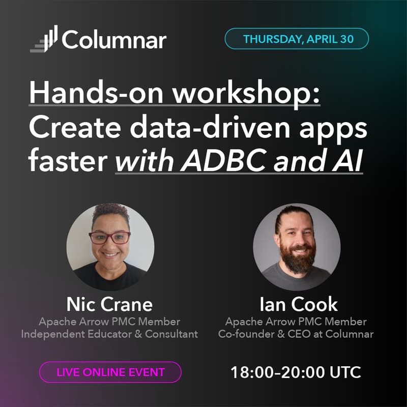 Cover Image for Hands-on workshop: Create data-driven apps faster with ADBC and AI