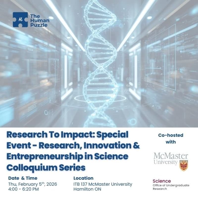 Cover Image for Research To Impact: Special Event - Research, Innovation & Entrepreneurship in Science Colloquium Series (McMaster University)