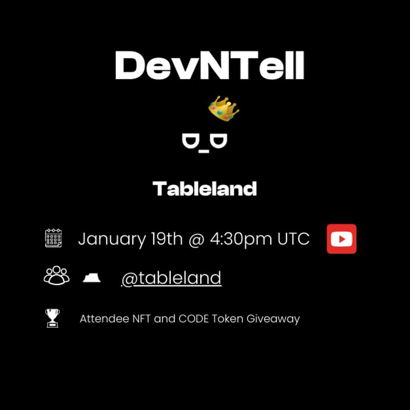Cover Image for DevNTell - Tableland Decentralized Cloud Database