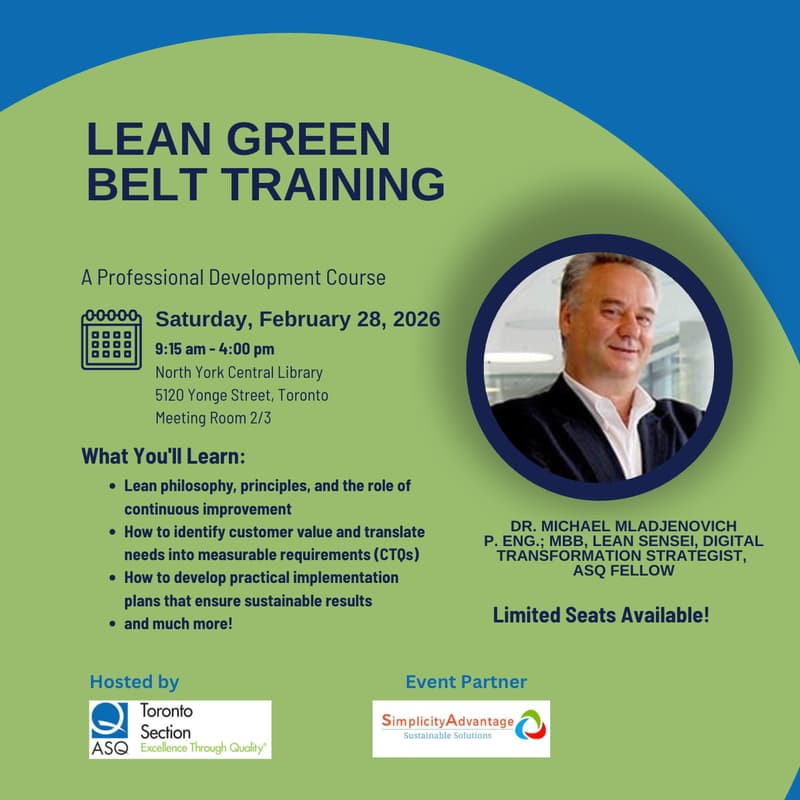 Cover Image for ASQ Lean Green Belt Training