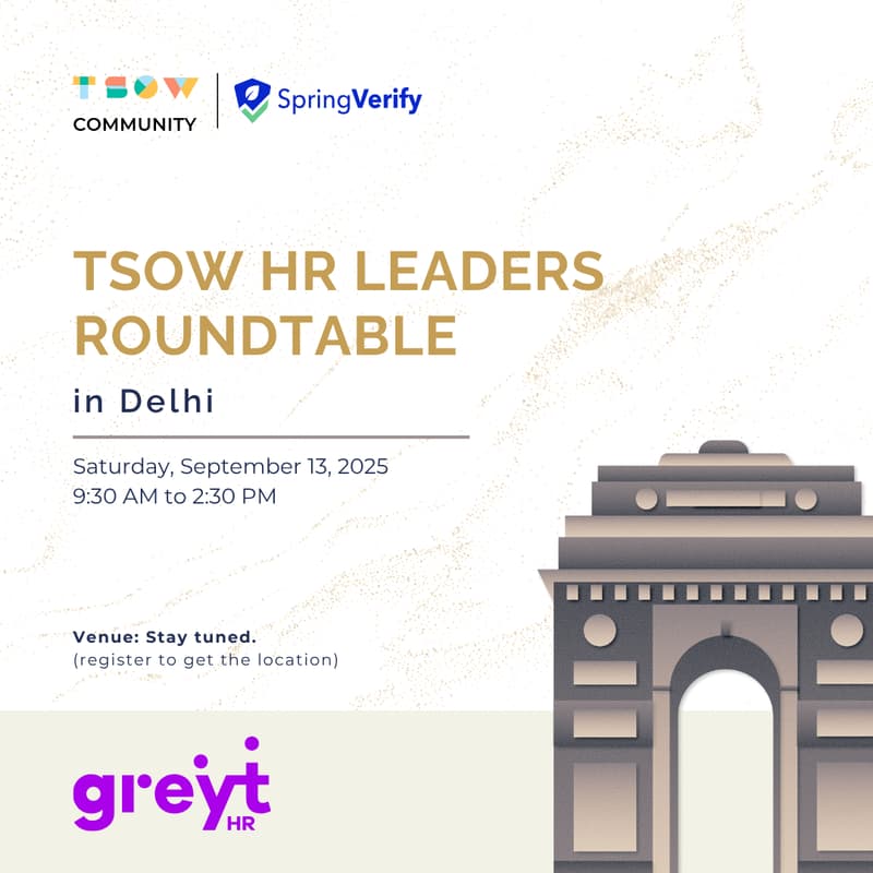 Cover Image for TSOW HR Leaders Roundtable in Delhi