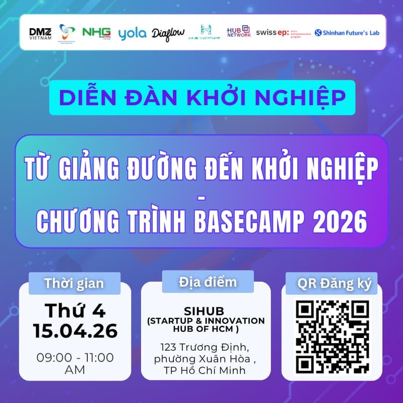Cover Image for Diễn đàn : "TỪ GIẢNG ĐƯỜNG ĐẾN KHỞI NGHIỆP" - Chương trình Basecamp 2026